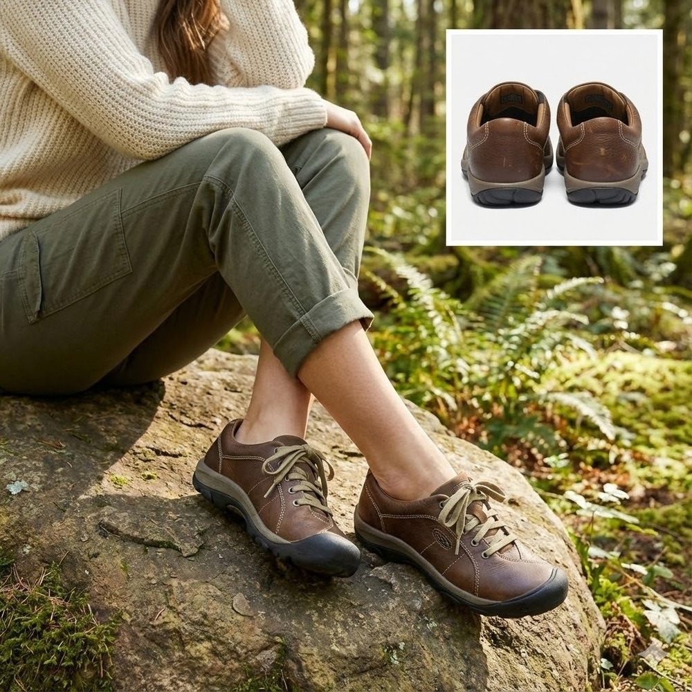 KEEN Women's Presidio 1011401 Brown Leather Walking Hiking Shoes Comfort Size 8